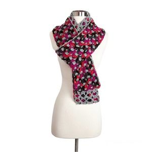 Handmade Crochet Scarf Reversible Pink Gray